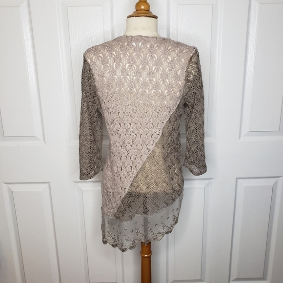 Chicos Nora Texture Mix Modern Pullover Top Sweater Asymmetrical Hem Small 1 - Picture 7 of 16